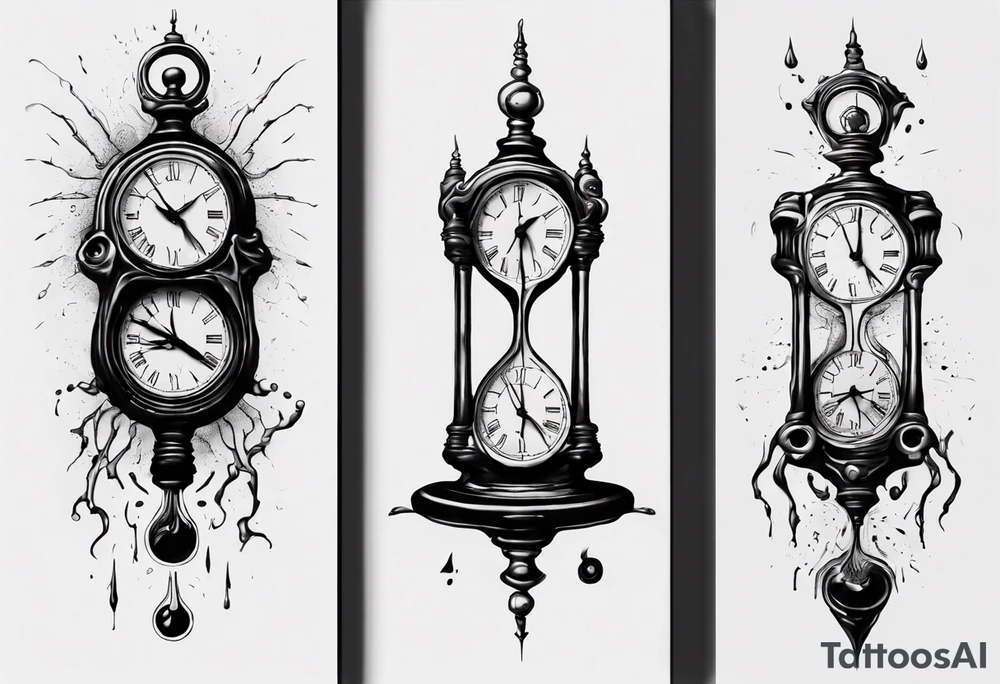 dali melting clock trippy tattoo idea
