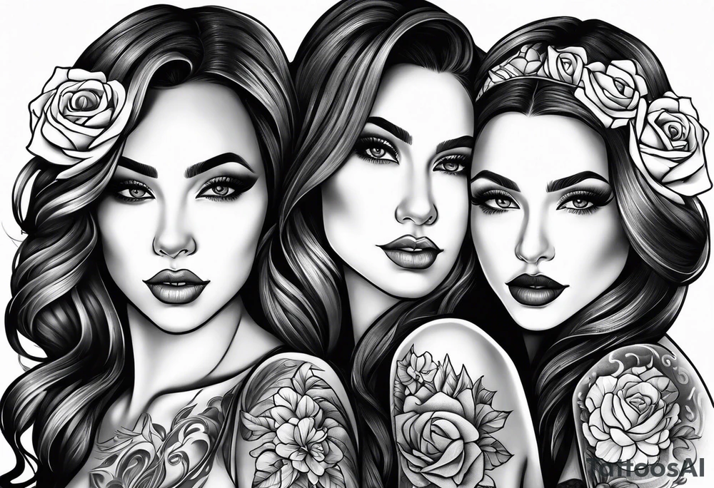 Mother with 3 daughters tattoo idea