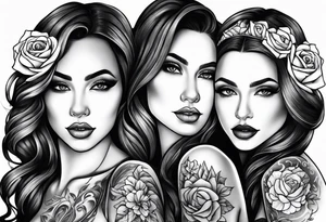 Mother with 3 daughters tattoo idea