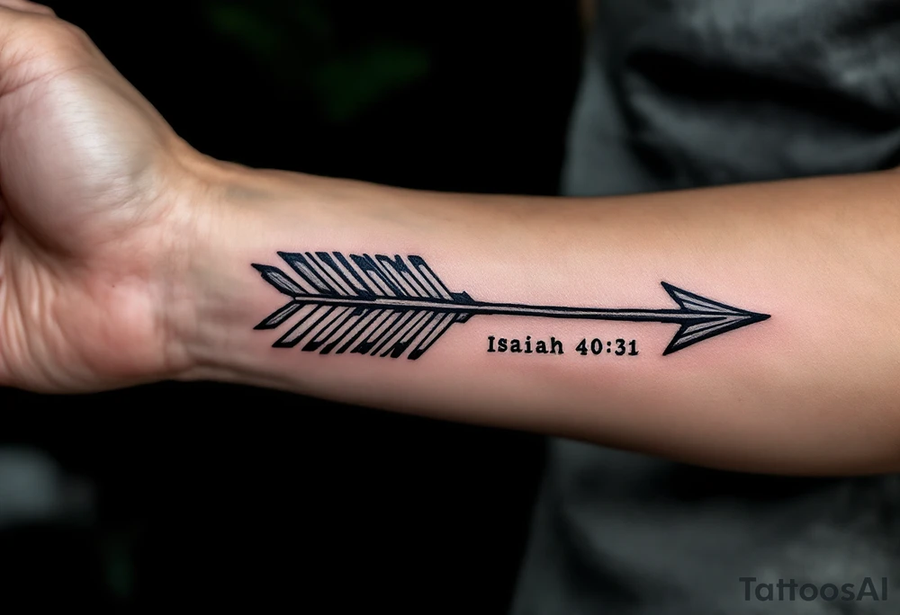 japanese arrow saying "Isaiah 40:31" tattoo idea