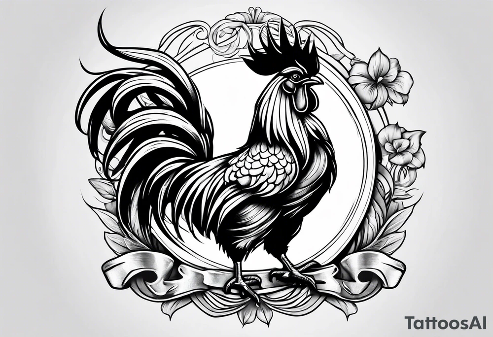 rooster holding a  gun tattoo idea