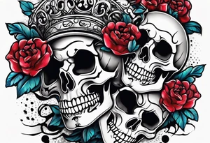 neck tattoo stencil about pain and struggle in new school or polka trash style with funny skulls tattoo idea