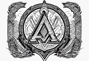 Valhalla sword shield axe Valknut victory tattoo idea