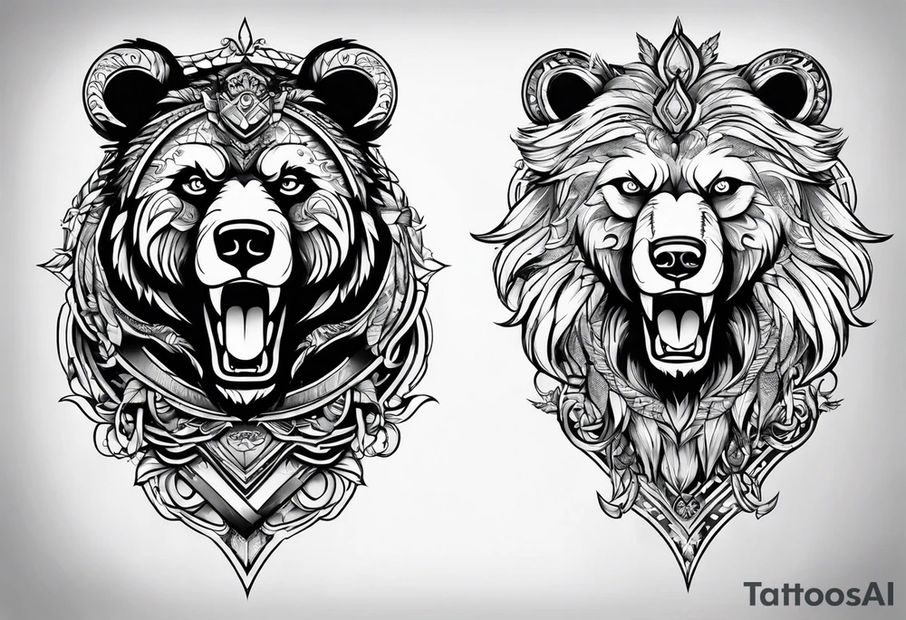 Bear and warriors tattoo tattoo idea