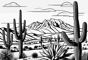 minimalistic arizona desert with mountains tattoo idea