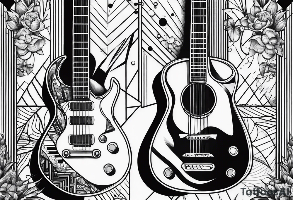 music guitar piano microphone tattoo idea