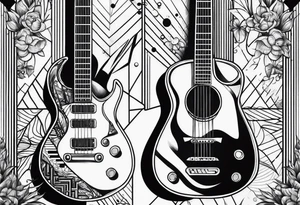 music guitar piano microphone tattoo idea