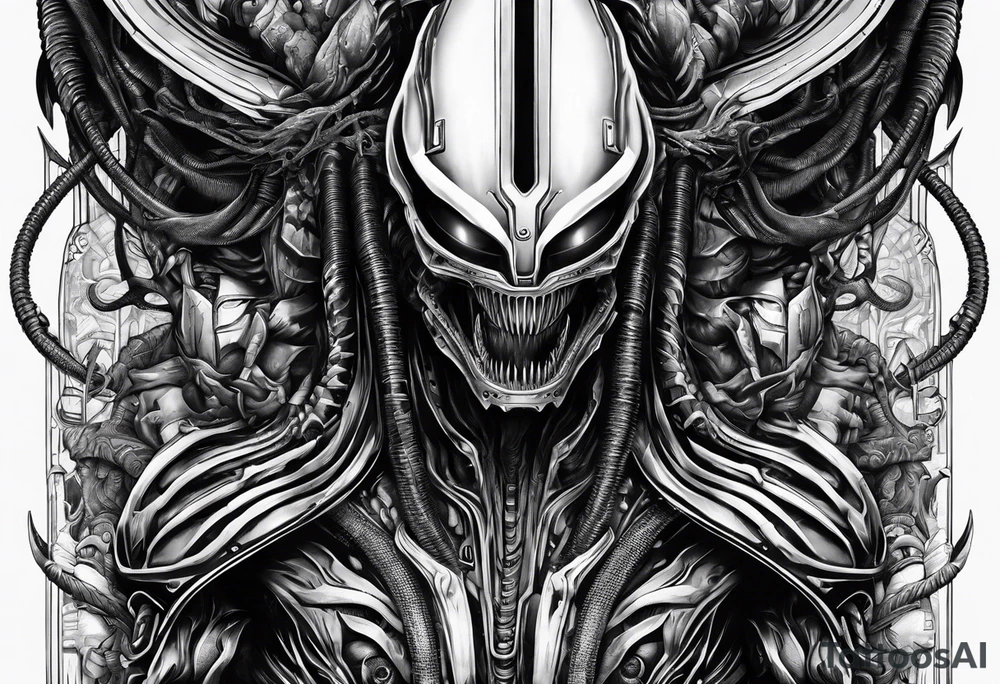xenomorph, arm sleeve tattoo idea