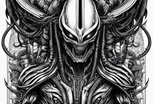 xenomorph, arm sleeve tattoo idea