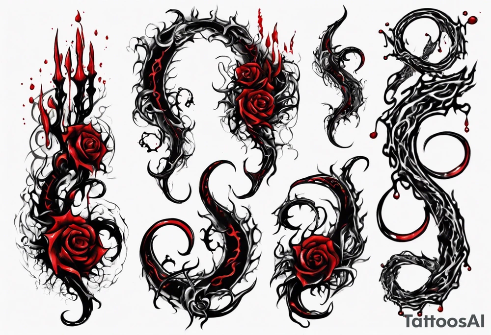 Blood
Tendril
Red
Black
Corruption 
Visceral tattoo idea