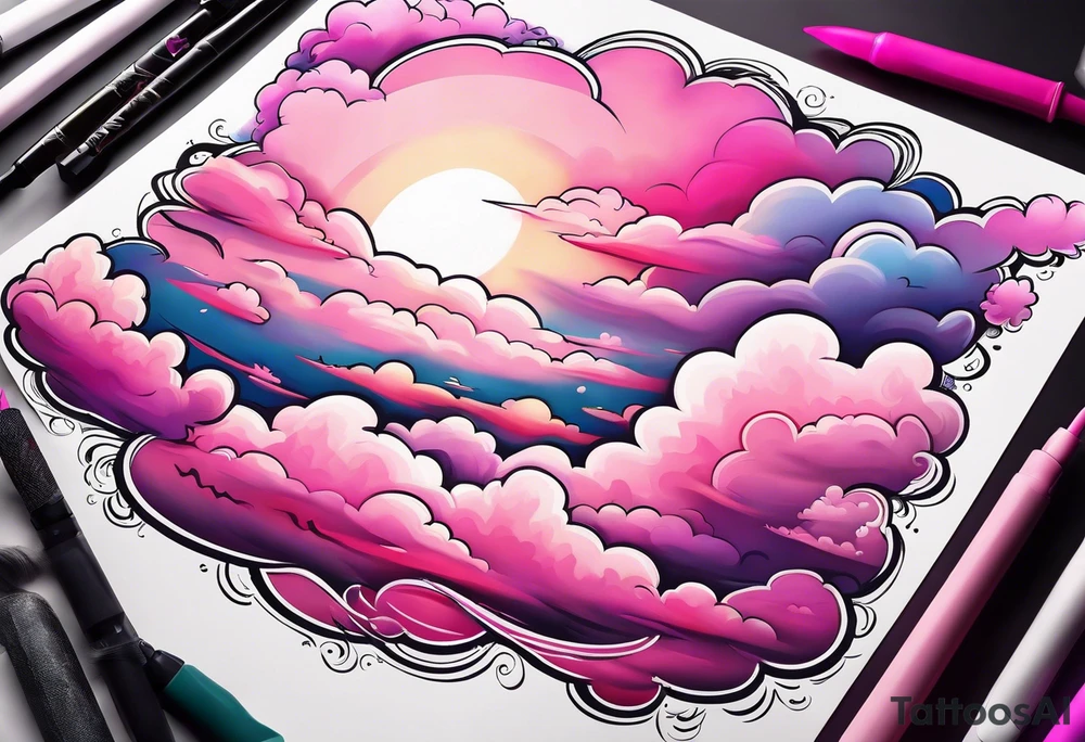 pink fluffy clouds tattoo idea