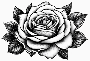 A black and white detailed rose with a lot of shading tattoo idea