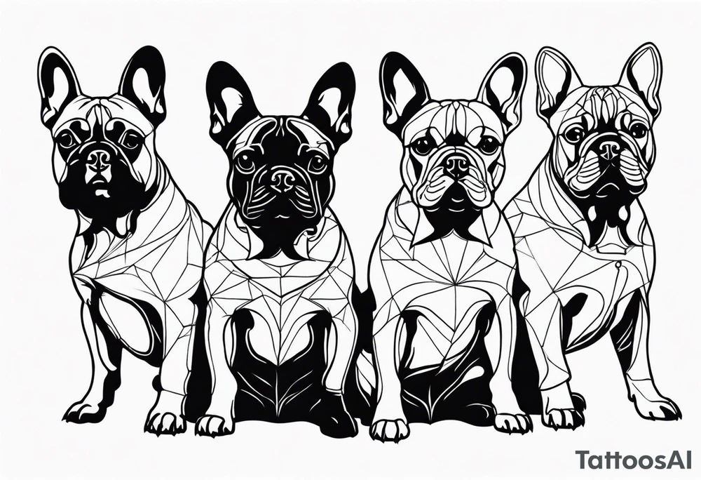 three French bulldogs tattoo idea