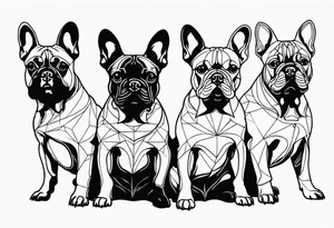 three French bulldogs tattoo idea