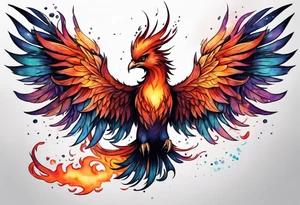 Phoenix rising from ashes tattoo idea