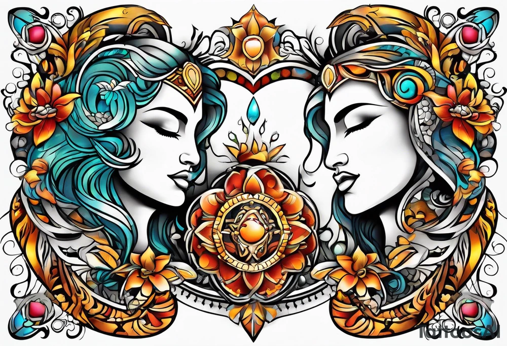 Love, source, abundance, Gemini symbol tattoo idea