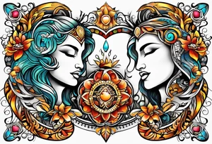 Love, source, abundance, Gemini symbol tattoo idea