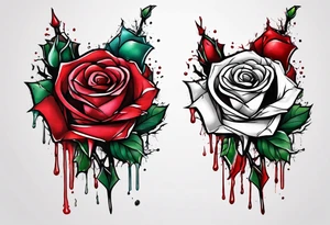 bleeding rose with a stem snapped in two tattoo idea