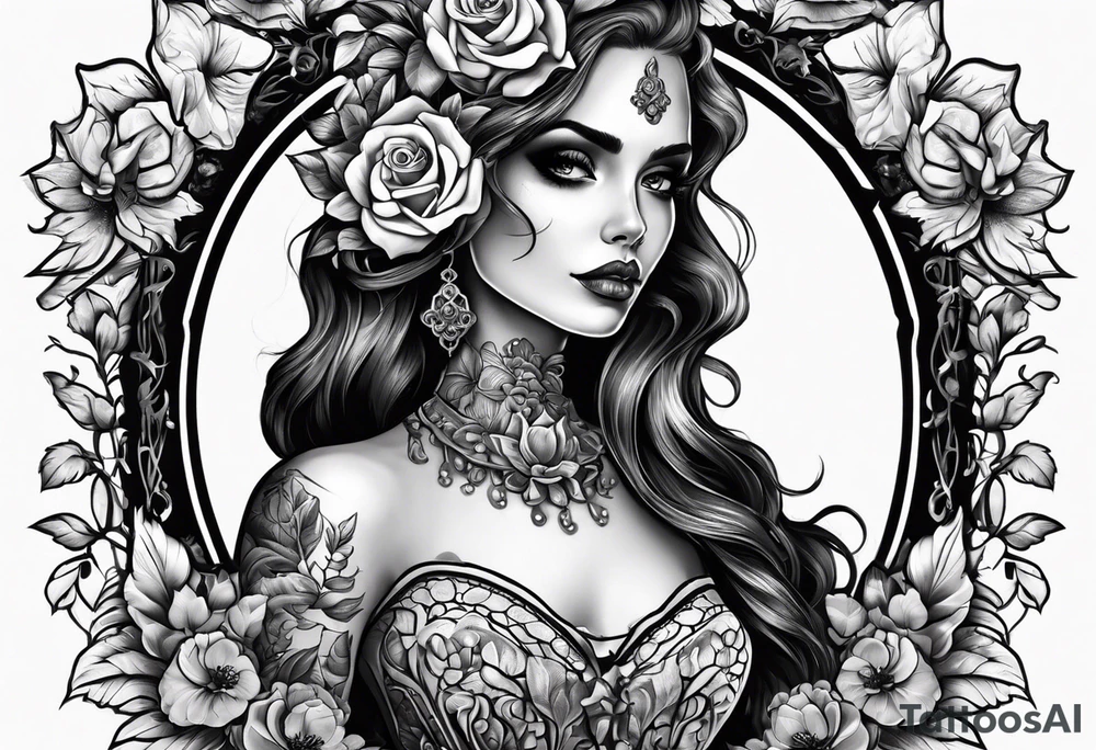 lady skeleton tattoo idea