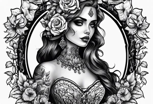 lady skeleton tattoo idea