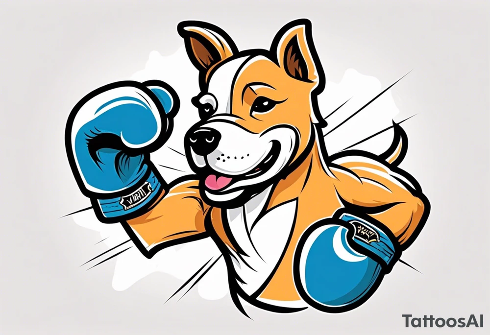 Cute Dog boxing coach tattoo idea