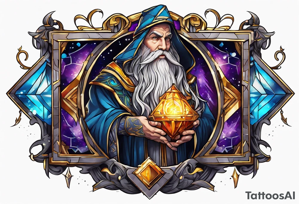 wizard chest piece tattoo idea