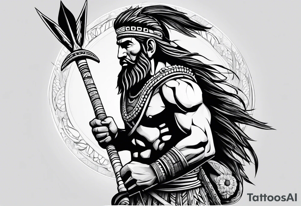 Abe odyssey as a tribal warrior with a spear tattoo idea