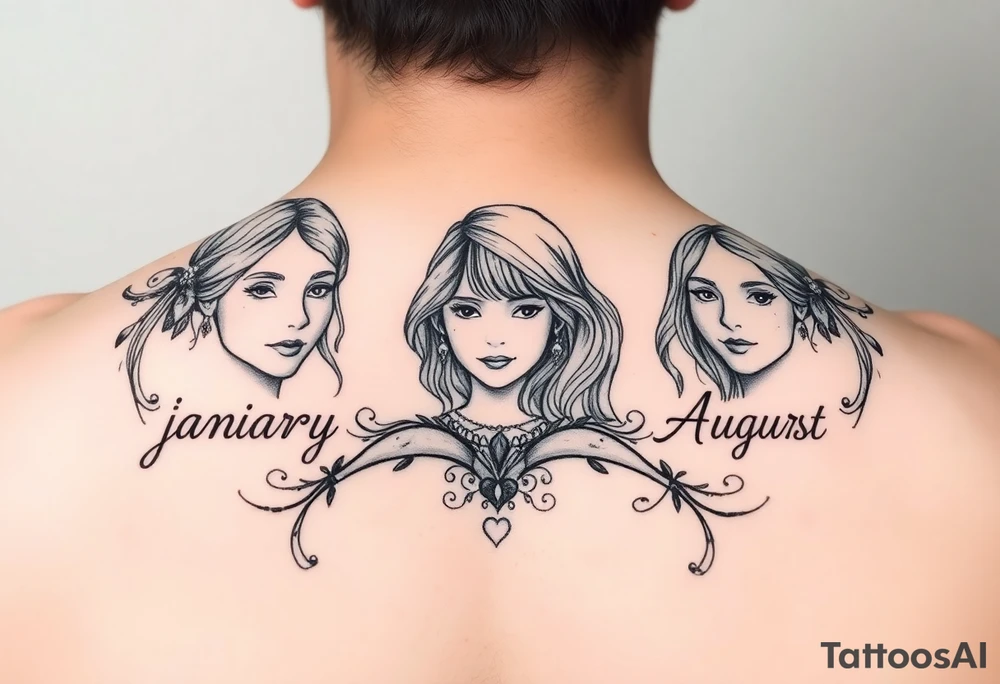 Something to represent mother Jean and two daughters Sarah and Nora birth months are january February and August tattoo idea
