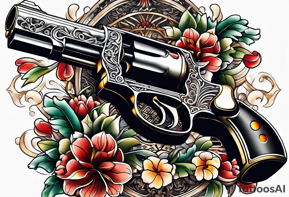 Japanese gun tattoo idea