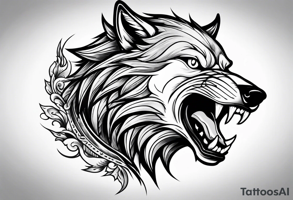 wolf growling tattoo idea