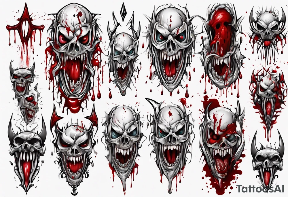 Sharp teeth
Pattern 
Horror
Blood tattoo idea