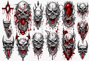 Sharp teeth
Pattern 
Horror
Blood tattoo idea