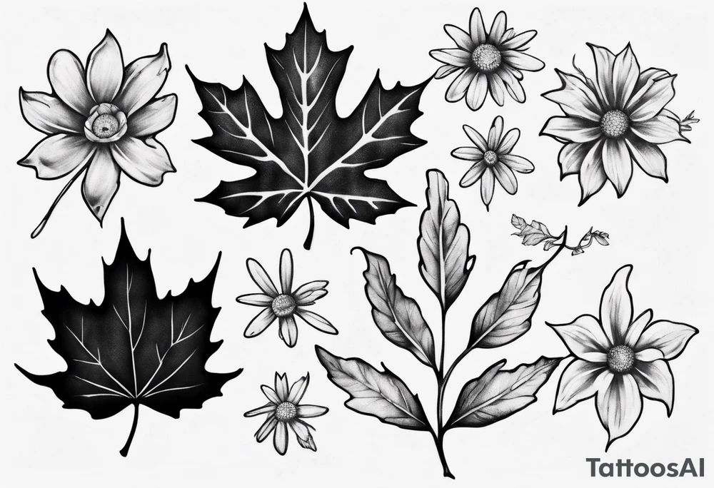 For sale matching maple leaf and daisy tattoo idea