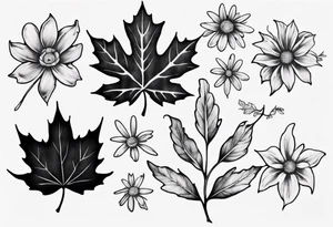 For sale matching maple leaf and daisy tattoo idea