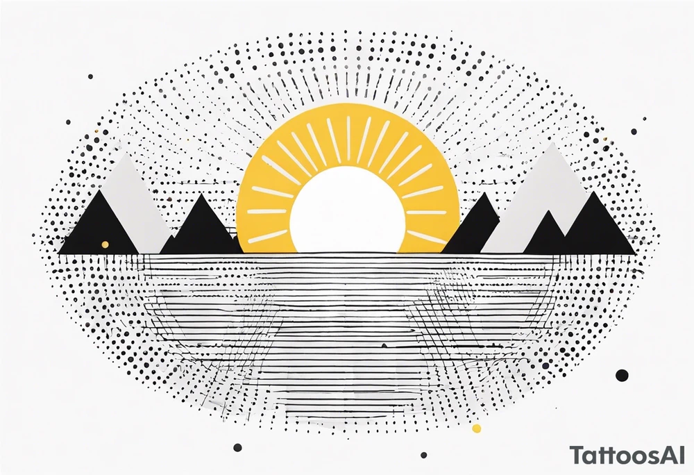 simple sunshine made of black dots with triangles and circles tattoo idea