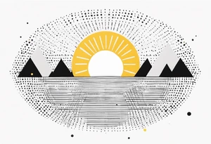 simple sunshine made of black dots with triangles and circles tattoo idea