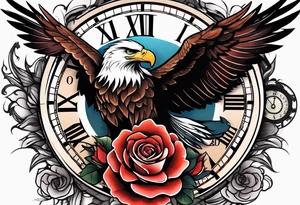 eagle, rose, clock , love tattoo idea