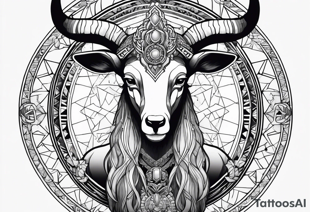 capricorn, one of one , African deities tattoo idea