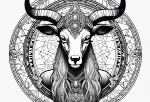 capricorn, one of one , African deities tattoo idea