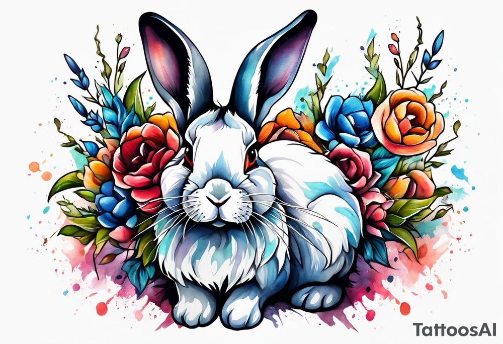Bunny rabbit with Kirsty R written underneath tattoo idea