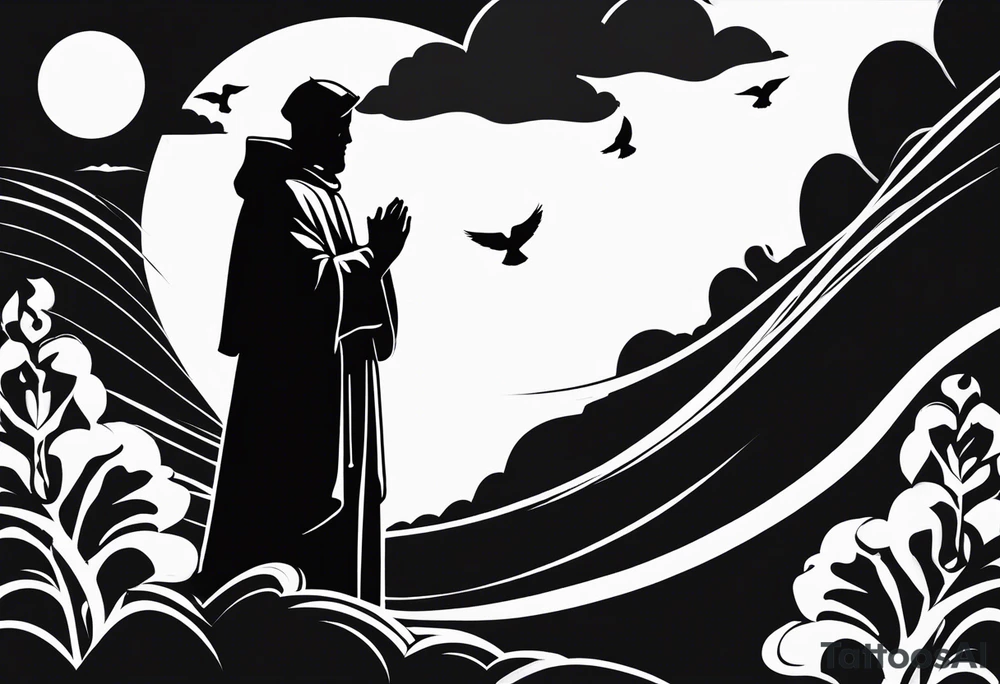 a silhouette of st francis of asissi tattoo idea