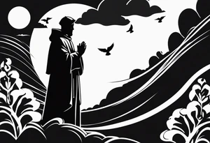 a silhouette of st francis of asissi tattoo idea