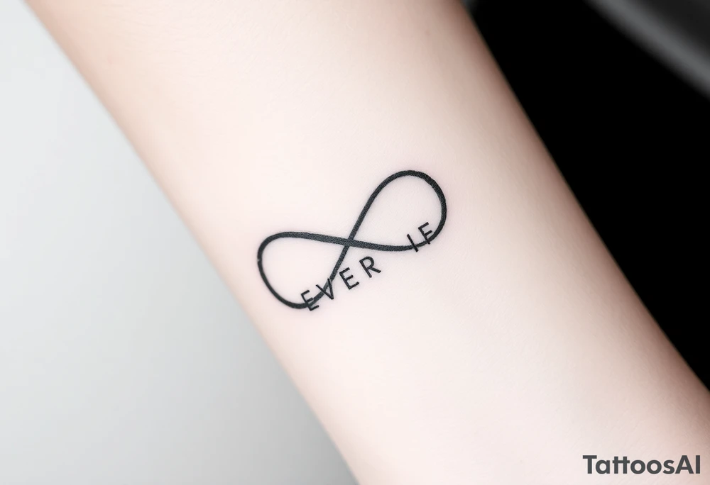 unusual  infinity symbol with words "EVEN IF" tattoo idea