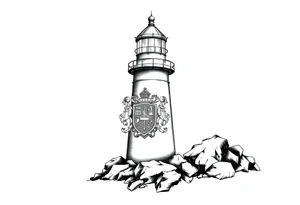 Lighthouse with coat of arms incorporated into the light tattoo idea