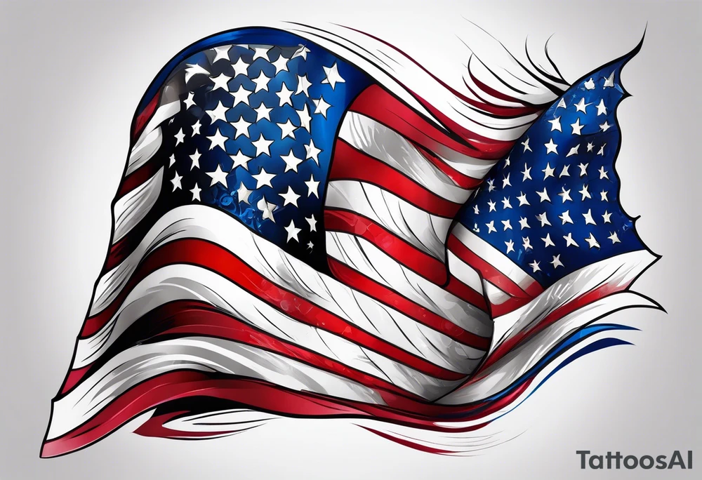 Drawing of American flag tattoo idea