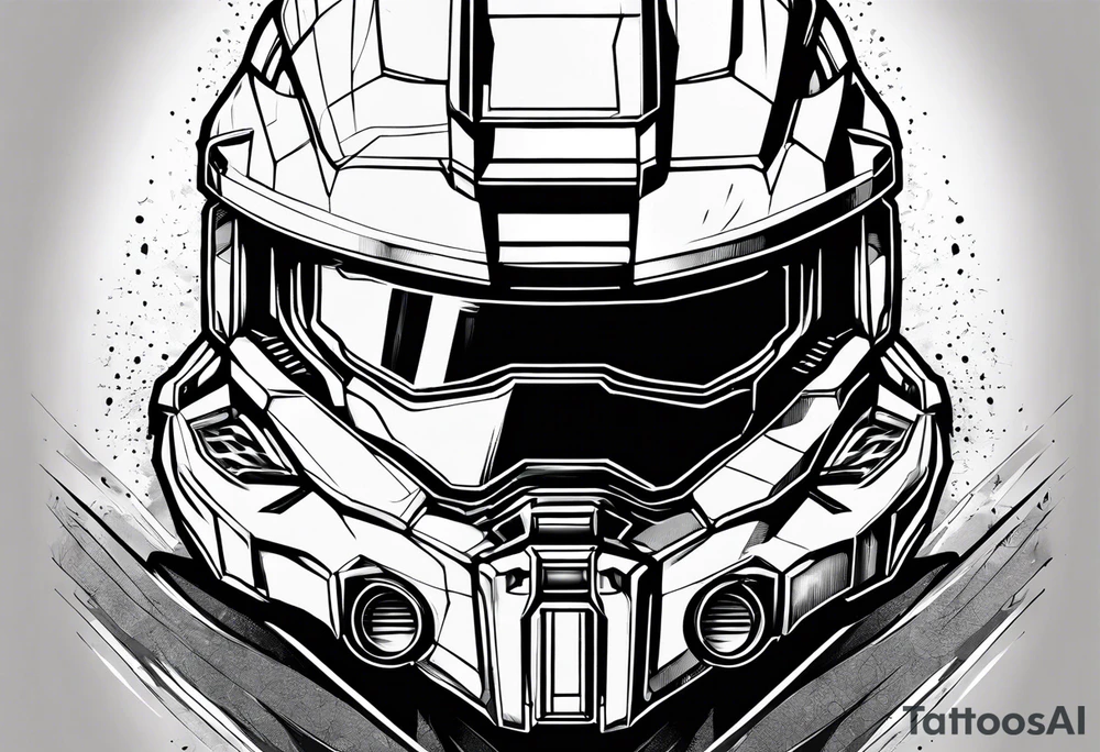 Master chief helmet through a energy sword tattoo idea