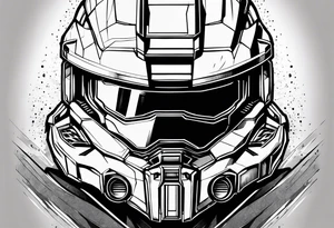 Master chief helmet through a energy sword tattoo idea