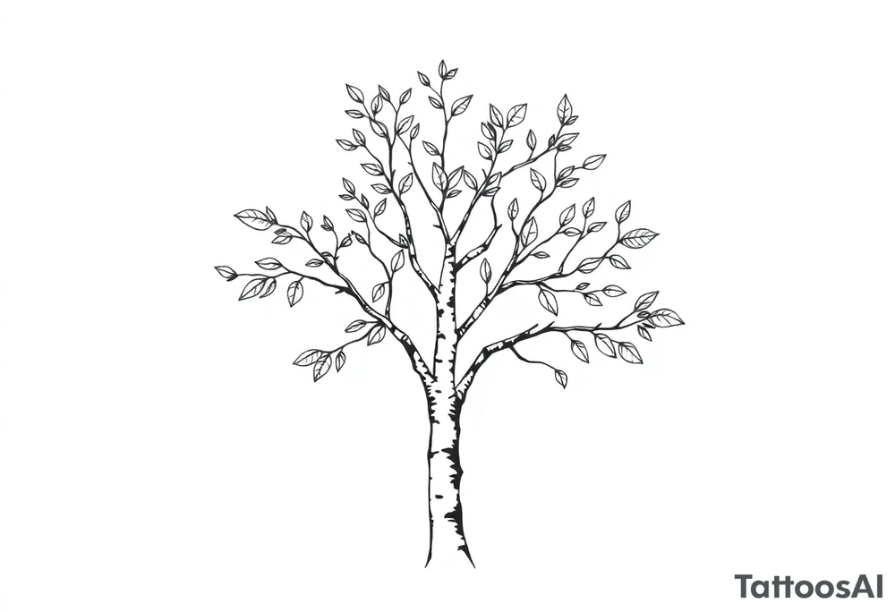 birch tree with full leaves tattoo idea