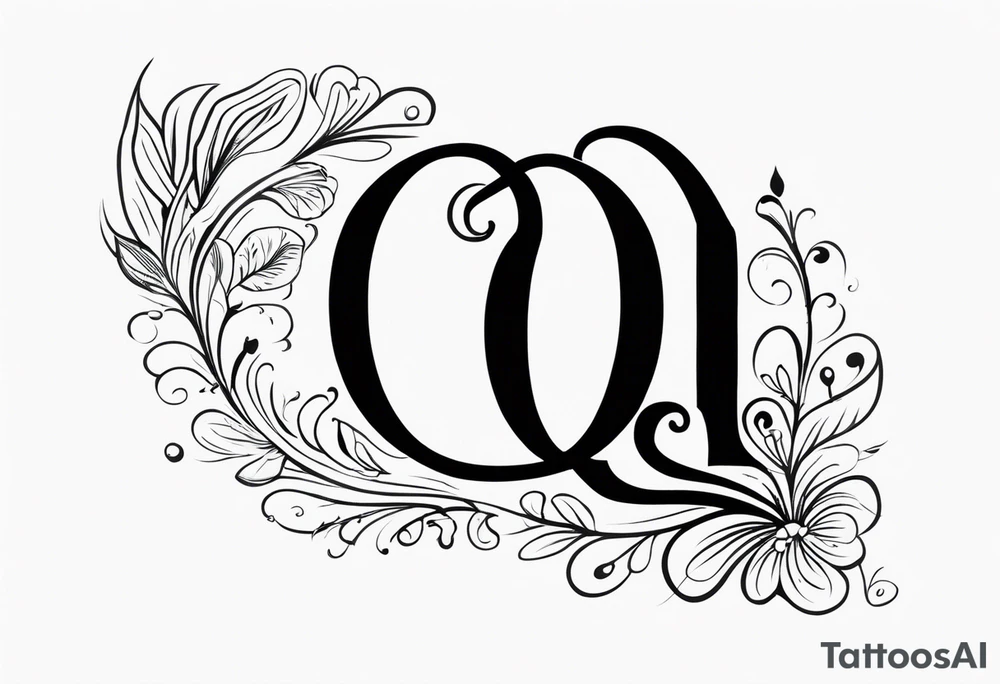 The letter Q with a heart tattoo idea
