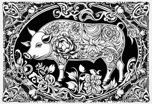 pig, cow, chicken and human footprints tattoo idea